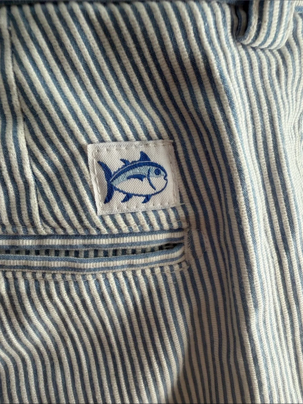 Southern Tide Blue and White Striped Seersucker Pants - great condition
